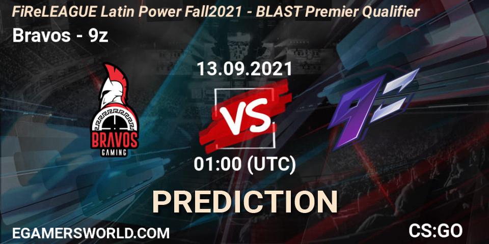Bravos - 9z: Maç tahminleri. 13.09.2021 at 01:00, Counter-Strike (CS2), FiReLEAGUE Latin Power Fall 2021 - BLAST Premier Qualifier