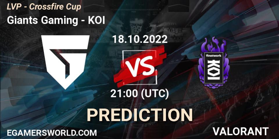 Giants Gaming - KOI: Maç tahminleri. 26.10.2022 at 15:00, VALORANT, LVP - Crossfire Cup