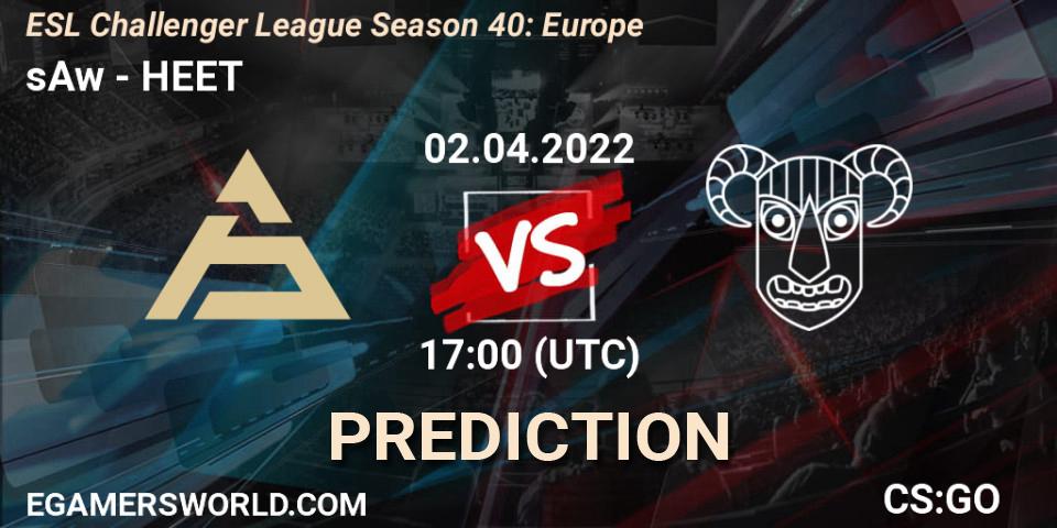 sAw - HEET: Maç tahminleri. 02.04.2022 at 17:00, Counter-Strike (CS2), ESL Challenger League Season 40: Europe