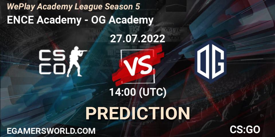 ENCE Academy - OG Academy: Maç tahminleri. 27.07.2022 at 14:50, Counter-Strike (CS2), WePlay Academy League Season 5