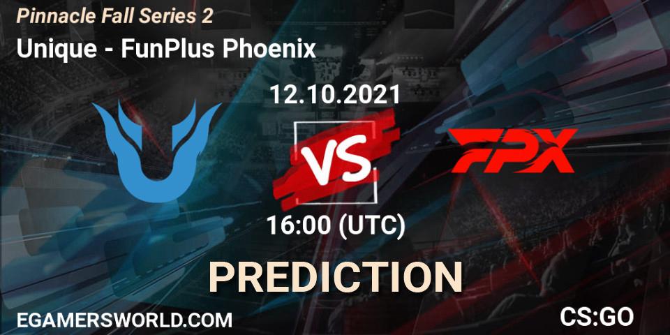 Unique - FunPlus Phoenix: Maç tahminleri. 12.10.2021 at 16:00, Counter-Strike (CS2), Pinnacle Fall Series #2