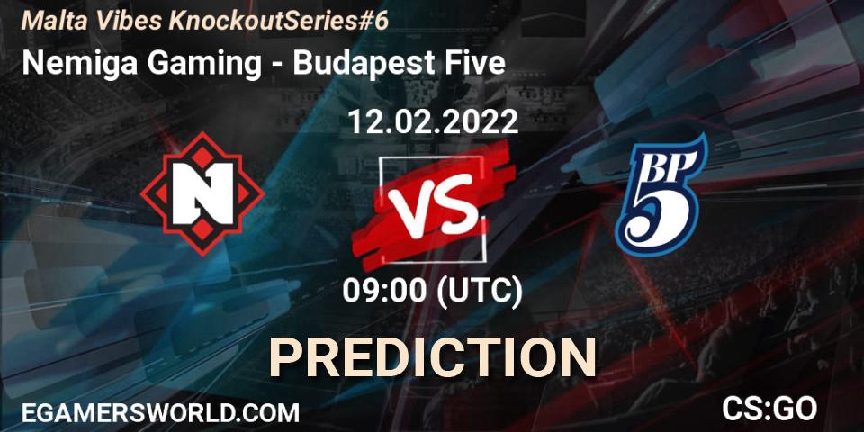 Nemiga Gaming - Budapest Five: Maç tahminleri. 12.02.2022 at 09:00, Counter-Strike (CS2), Malta Vibes Knockout Series #6