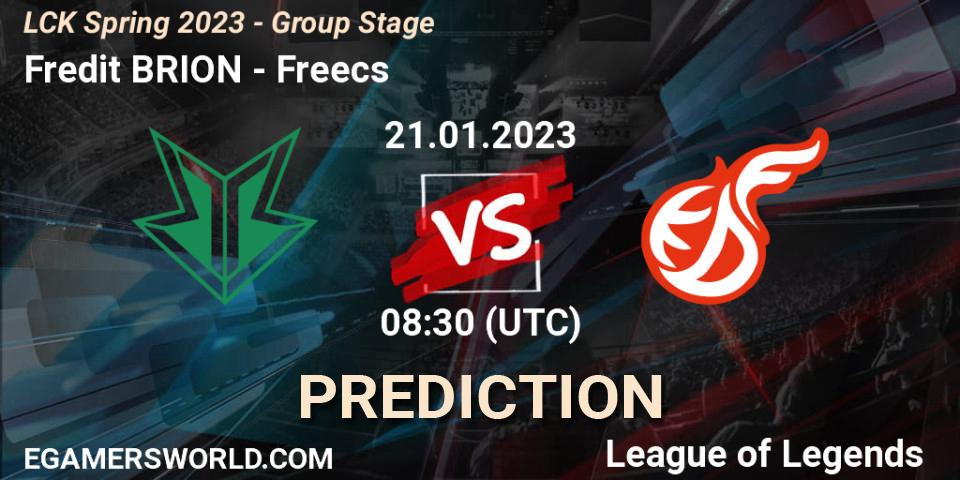 Fredit BRION - Freecs: Maç tahminleri. 21.01.23, LoL, LCK Spring 2023 - Group Stage