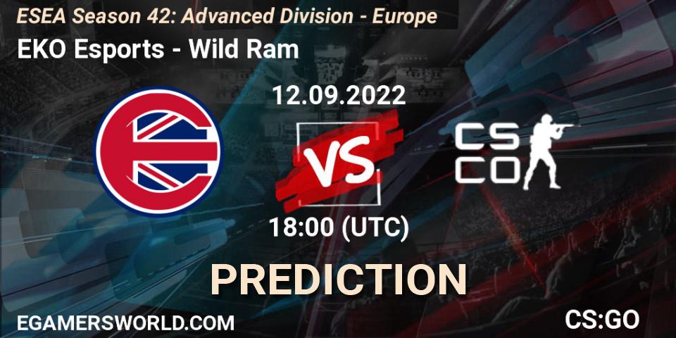 EKO Esports - Wild Ram: Maç tahminleri. 12.09.2022 at 18:00, Counter-Strike (CS2), ESEA Season 42: Advanced Division - Europe