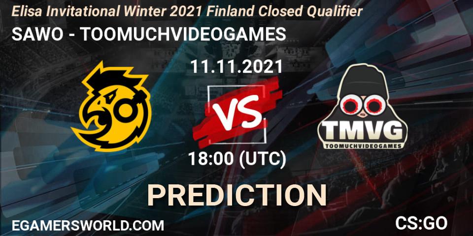 SAWO - TOOMUCHVIDEOGAMES: Maç tahminleri. 11.11.2021 at 18:00, Counter-Strike (CS2), Elisa Invitational Winter 2021 Finland Closed Qualifier