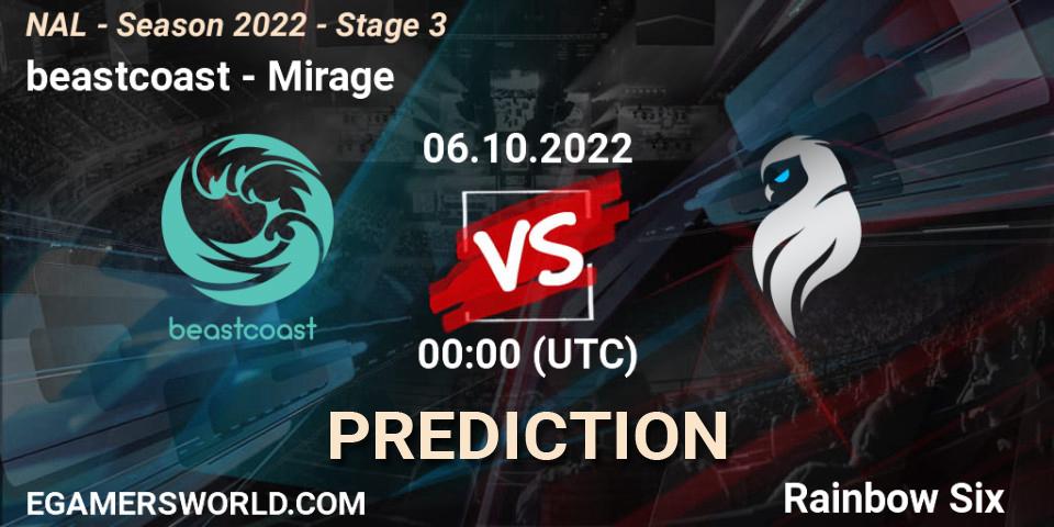 beastcoast - Mirage: Maç tahminleri. 05.10.2022 at 23:30, Rainbow Six, NAL - Season 2022 - Stage 3