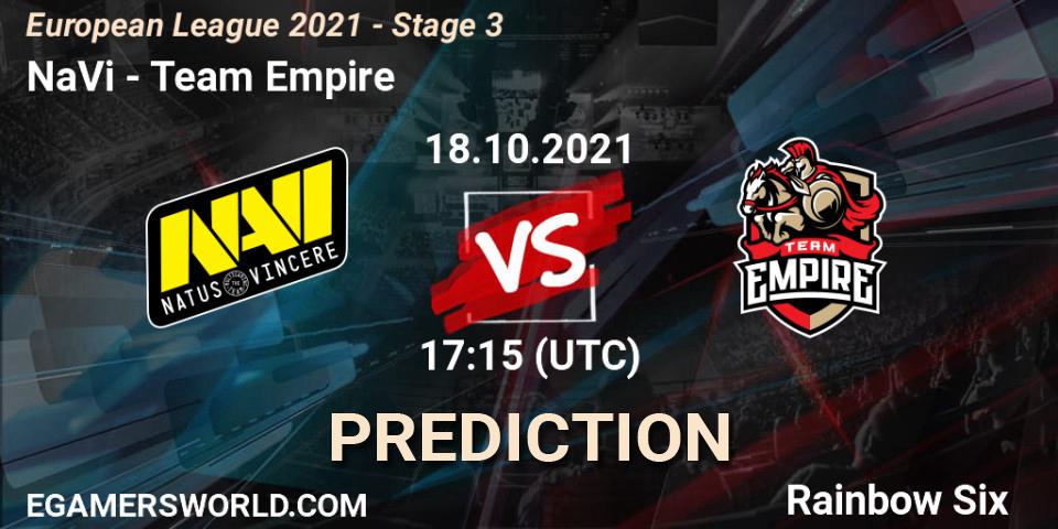 NaVi - Team Empire: Maç tahminleri. 21.10.21, Rainbow Six, European League 2021 - Stage 3