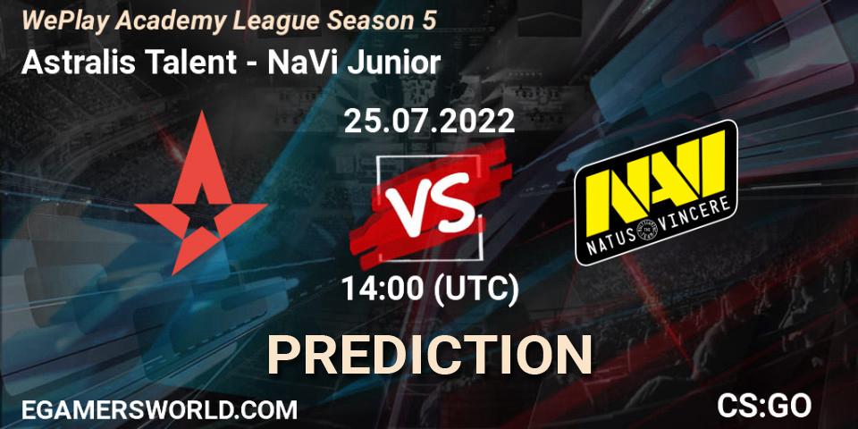 Astralis Talent - NaVi Junior: Maç tahminleri. 25.07.2022 at 14:00, Counter-Strike (CS2), WePlay Academy League Season 5