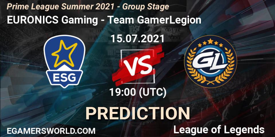 EURONICS Gaming - Team GamerLegion: Maç tahminleri. 15.07.21, LoL, Prime League Summer 2021 - Group Stage