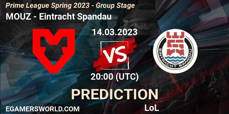MOUZ - Eintracht Spandau: Maç tahminleri. 14.03.2023 at 19:00, LoL, Prime League Spring 2023 - Group Stage