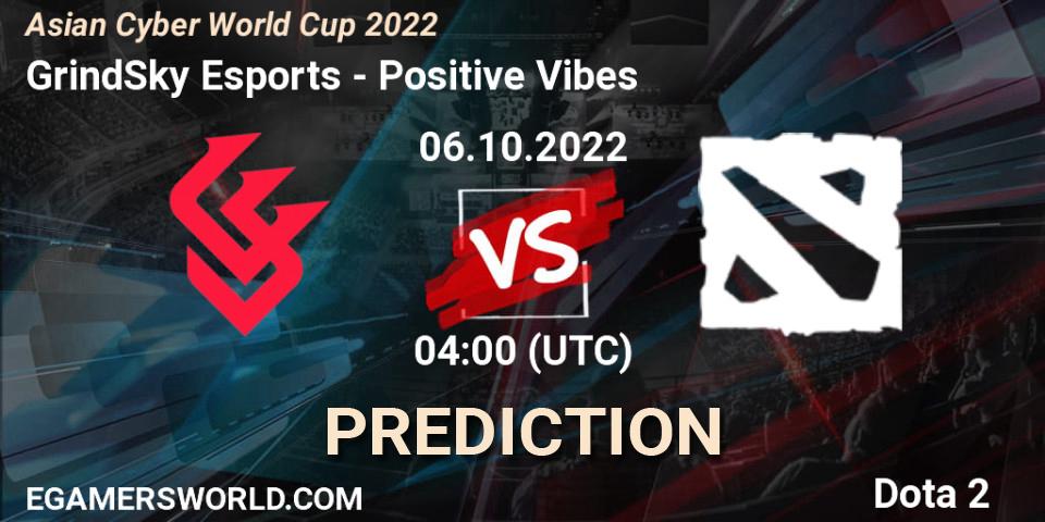GrindSky Esports - Positive Vibes: Maç tahminleri. 06.10.2022 at 04:06, Dota 2, Asian Cyber World Cup 2022