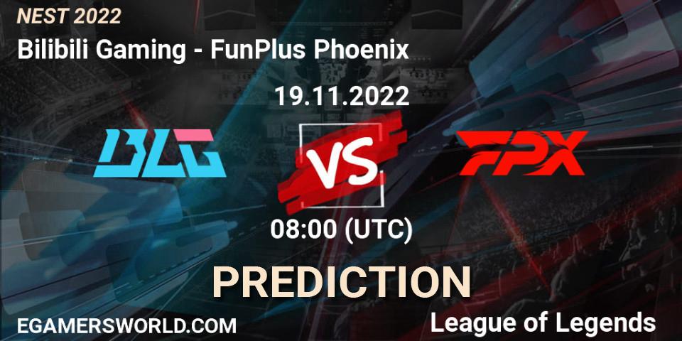 Bilibili Gaming - FunPlus Phoenix: Maç tahminleri. 19.11.2022 at 08:30, LoL, NEST 2022