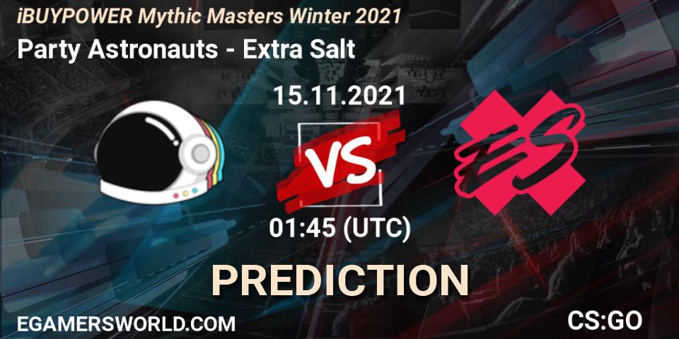 Party Astronauts - Extra Salt: Maç tahminleri. 15.11.2021 at 01:45, Counter-Strike (CS2), iBUYPOWER Mythic Masters Winter 2021