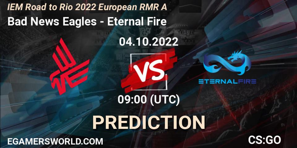 Bad News Eagles - Eternal Fire: Maç tahminleri. 04.10.22, CS2 (CS:GO), IEM Road to Rio 2022 European RMR A