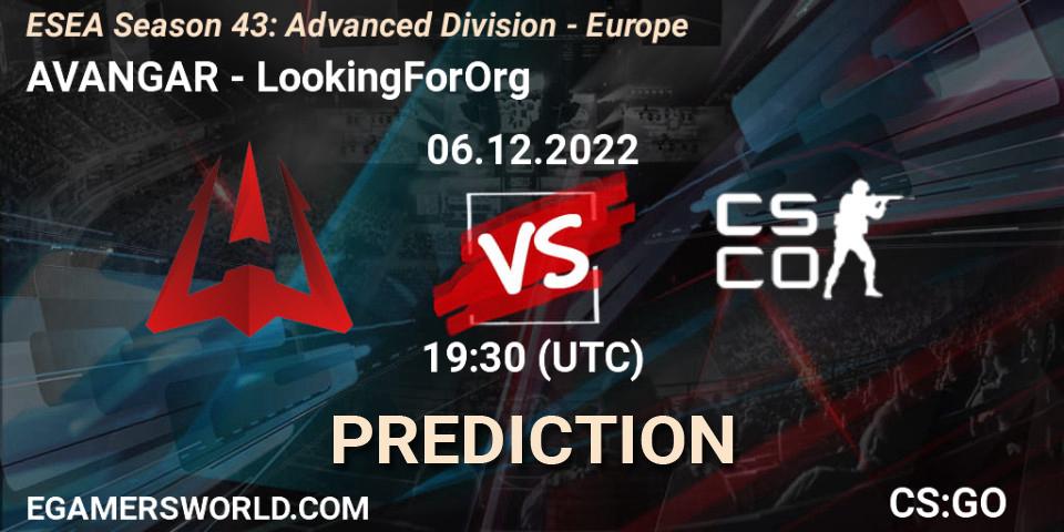 AVANGAR - LookingForOrg: Maç tahminleri. 06.12.2022 at 17:00, Counter-Strike (CS2), ESEA Season 43: Advanced Division - Europe