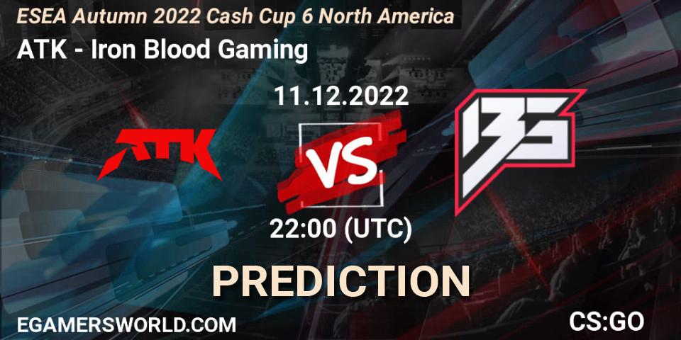 ATK - Iron Blood Gaming: Maç tahminleri. 11.12.2022 at 22:00, Counter-Strike (CS2), ESEA Cash Cup: North America - Autumn 2022 #6
