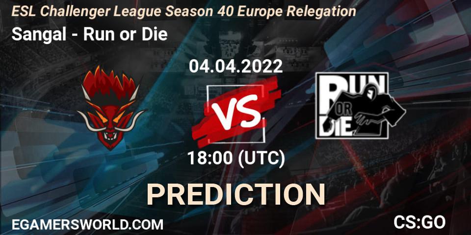 Sangal - Run or Die: Maç tahminleri. 04.04.2022 at 17:15, Counter-Strike (CS2), ESL Challenger League Season 40 Europe Relegation
