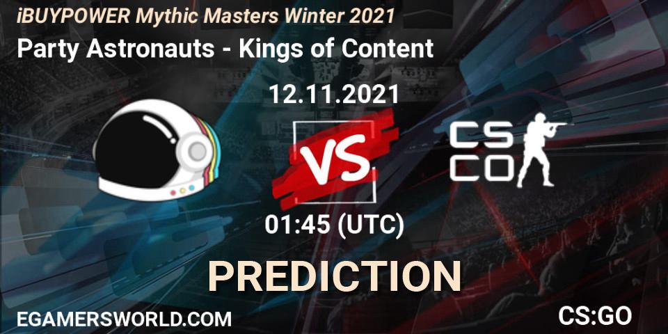 Party Astronauts - Kings of Content: Maç tahminleri. 12.11.2021 at 01:45, Counter-Strike (CS2), iBUYPOWER Mythic Masters Winter 2021