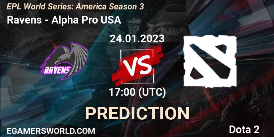 Ravens - ALPHA: Maç tahminleri. 24.01.2023 at 17:05, Dota 2, EPL World Series: America Season 3