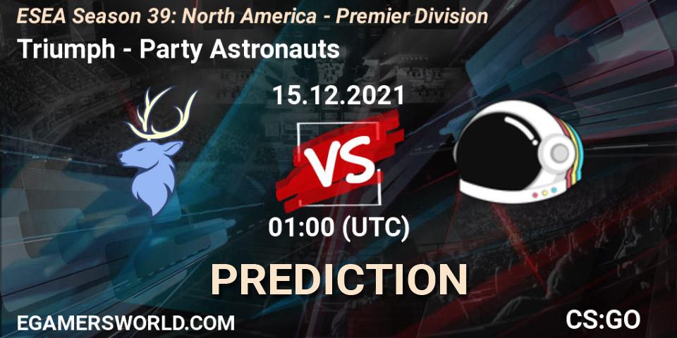 Triumph - Party Astronauts: Maç tahminleri. 15.12.21, CS2 (CS:GO), ESEA Season 39: North America - Premier Division