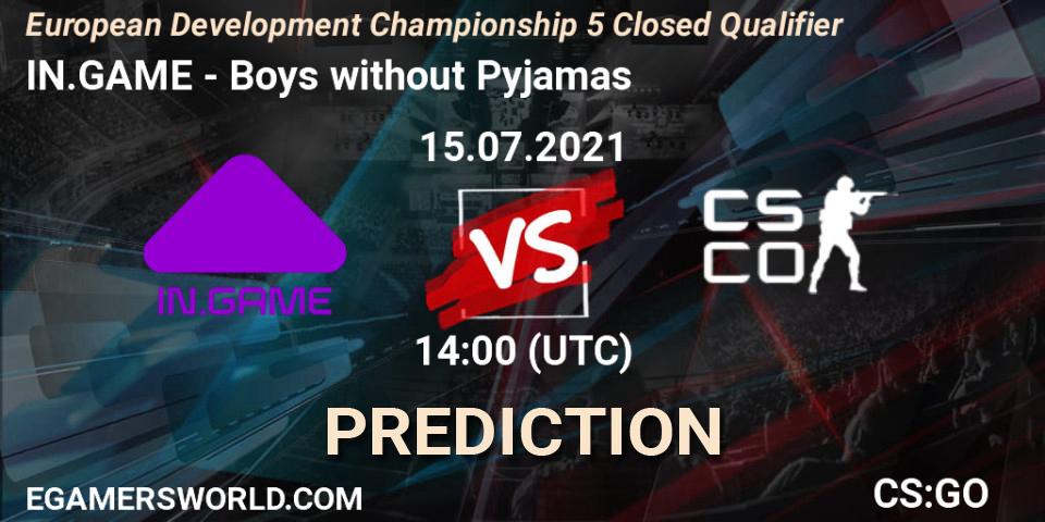 IN.GAME - Boys without Pyjamas: Maç tahminleri. 15.07.2021 at 14:00, Counter-Strike (CS2), European Development Championship 5 Closed Qualifier