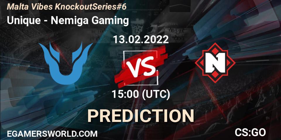 Unique - Nemiga Gaming: Maç tahminleri. 13.02.2022 at 15:25, Counter-Strike (CS2), Malta Vibes Knockout Series #6