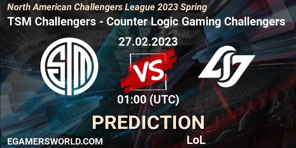 TSM Challengers - Counter Logic Gaming Challengers: Maç tahminleri. 27.02.23, LoL, NACL 2023 Spring - Group Stage
