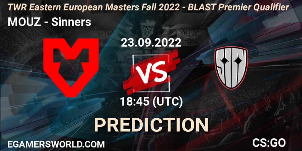 MOUZ - Sinners: Maç tahminleri. 23.09.2022 at 19:30, Counter-Strike (CS2), TWR Eastern European Masters: Fall 2022