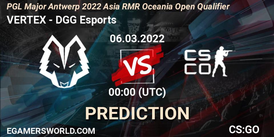 VERTEX - DGG Esports: Maç tahminleri. 06.03.2022 at 00:05, Counter-Strike (CS2), PGL Major Antwerp 2022 Asia RMR Oceania Open Qualifier