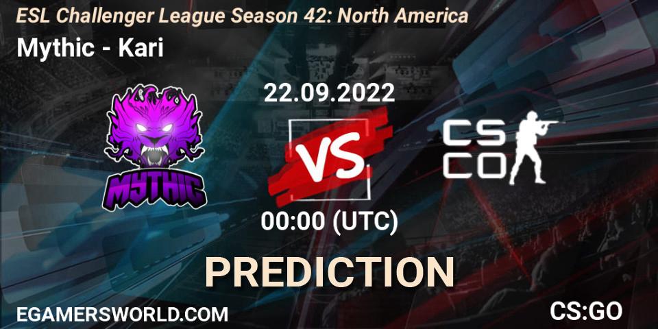 Mythic - kariESPORTS: Maç tahminleri. 22.09.2022 at 00:00, Counter-Strike (CS2), ESL Challenger League Season 42: North America