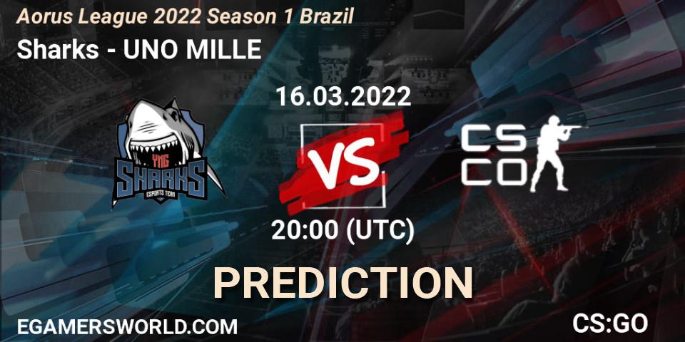 Sharks - UNO MILLE: Maç tahminleri. 16.03.2022 at 20:00, Counter-Strike (CS2), Aorus League 2022 Season 1 Brazil