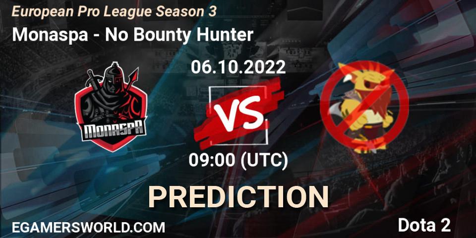 Monaspa - No Bounty Hunter: Maç tahminleri. 06.10.2022 at 09:07, Dota 2, European Pro League Season 3 