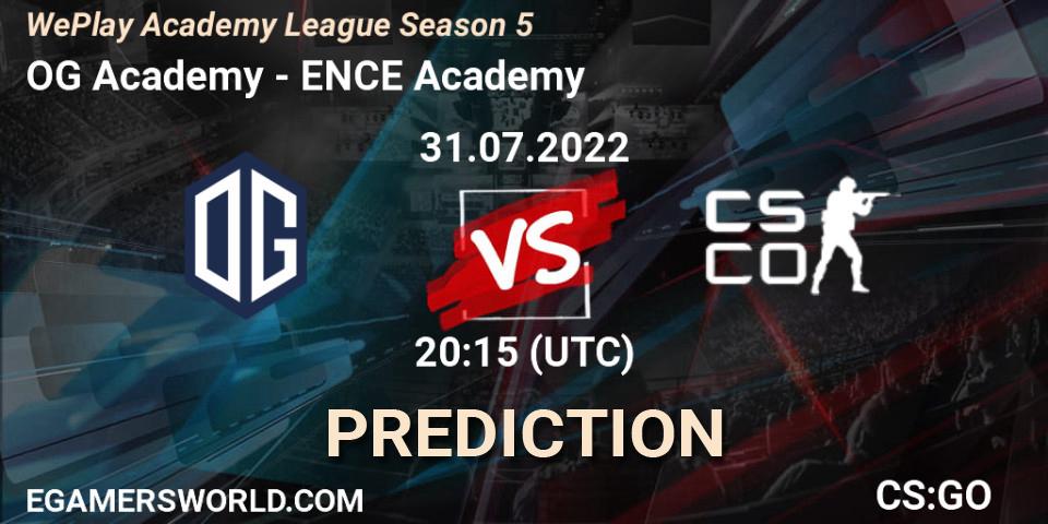 OG Academy - ENCE Academy: Maç tahminleri. 31.07.2022 at 18:30, Counter-Strike (CS2), WePlay Academy League Season 5