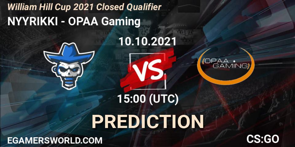 NYYRIKKI - OPAA Gaming: Maç tahminleri. 10.10.2021 at 15:05, Counter-Strike (CS2), William Hill Cup 2021 Closed Qualifier