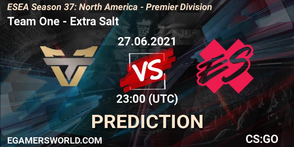 Team One - Extra Salt: Maç tahminleri. 27.06.2021 at 23:00, Counter-Strike (CS2), ESEA Season 37: North America - Premier Division