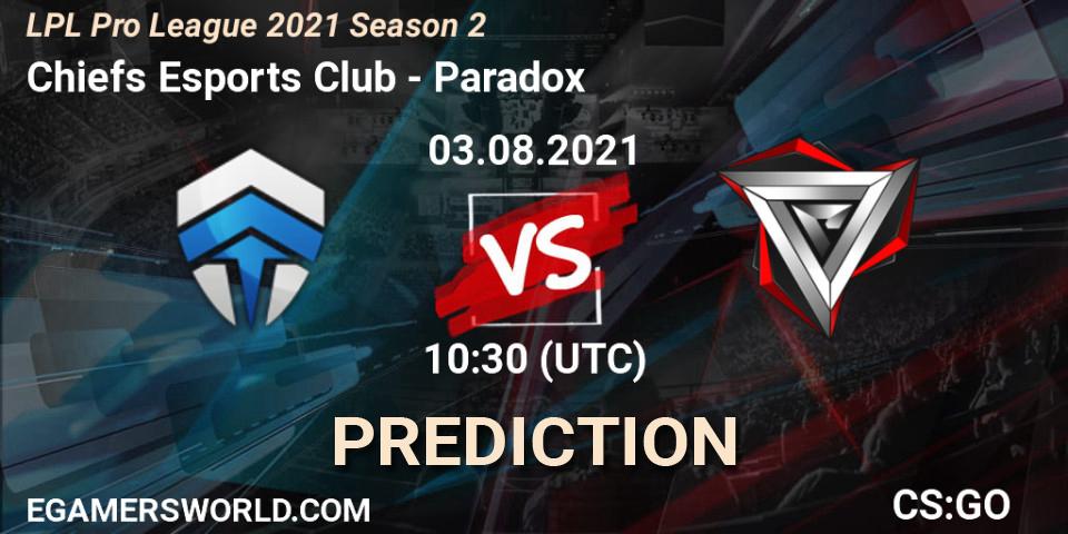 Chiefs Esports Club - Paradox: Maç tahminleri. 03.08.2021 at 10:30, Counter-Strike (CS2), LPL Pro League 2021 Season 2