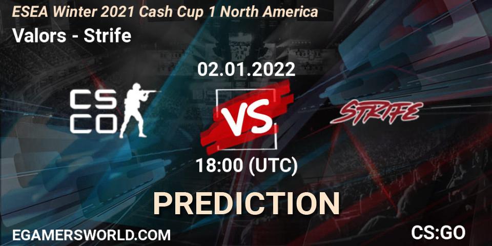 Valors - Strife: Maç tahminleri. 02.01.2022 at 18:00, Counter-Strike (CS2), ESEA Cash Cup: North America - Winter 2022 #1