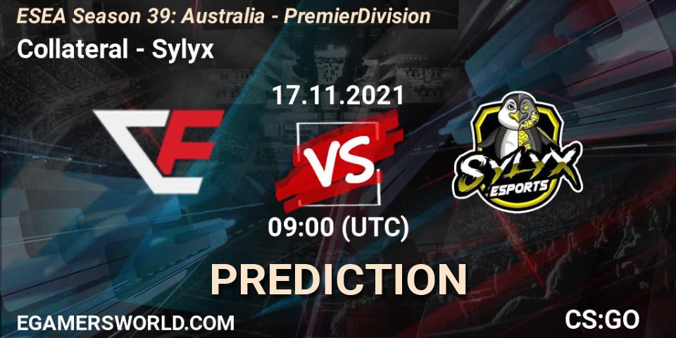 Collateral - Sylyx: Maç tahminleri. 17.11.2021 at 09:05, Counter-Strike (CS2), ESEA Season 39: Australia - Premier Division