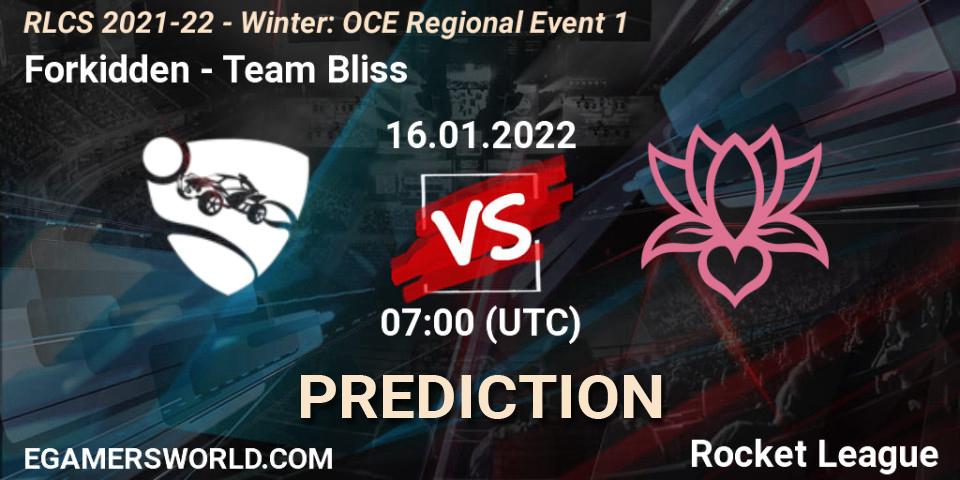 Forkidden - Team Bliss: Maç tahminleri. 16.01.22, Rocket League, RLCS 2021-22 - Winter: OCE Regional Event 1
