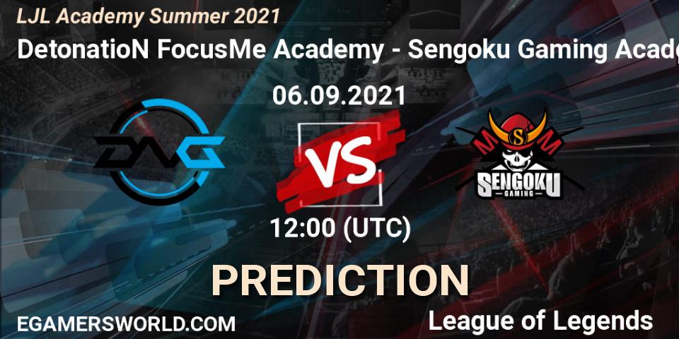 DetonatioN FocusMe Academy - Sengoku Gaming Academy: Maç tahminleri. 06.09.2021 at 12:00, LoL, LJL Academy Summer 2021