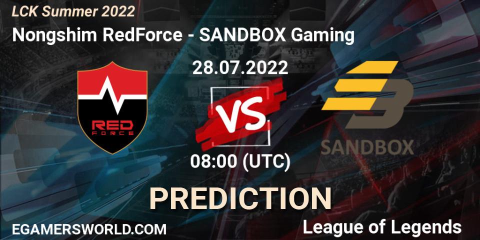 Nongshim RedForce - SANDBOX Gaming: Maç tahminleri. 28.07.22, LoL, LCK Summer 2022