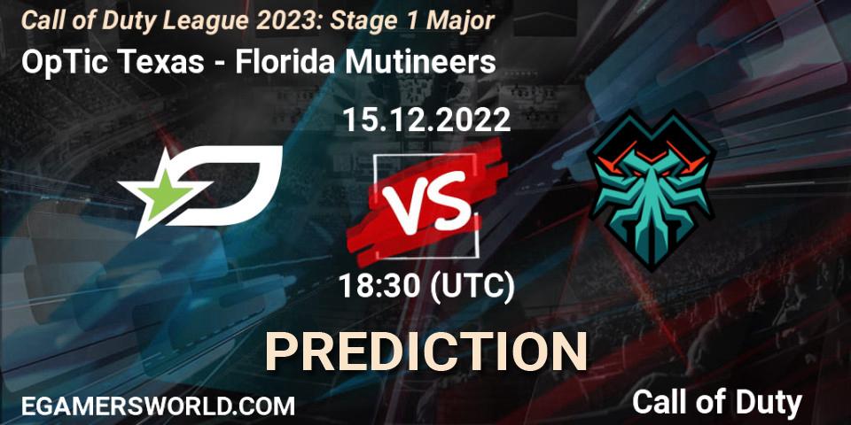 OpTic Texas - Florida Mutineers: Maç tahminleri. 16.12.2022 at 21:30, Call of Duty, Call of Duty League 2023: Stage 1 Major