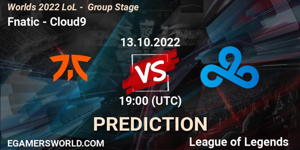 Fnatic - Cloud9: Maç tahminleri. 13.10.22, LoL, Worlds 2022 LoL - Group Stage