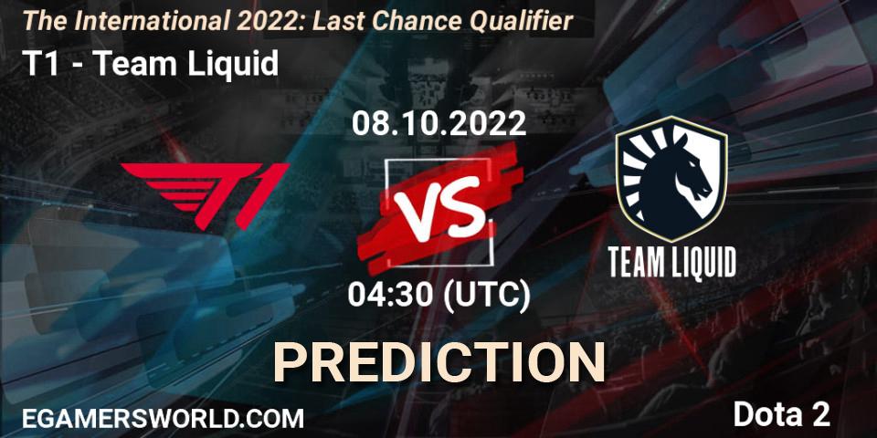 T1 - Team Liquid: Maç tahminleri. 08.10.22, Dota 2, The International 2022: Last Chance Qualifier