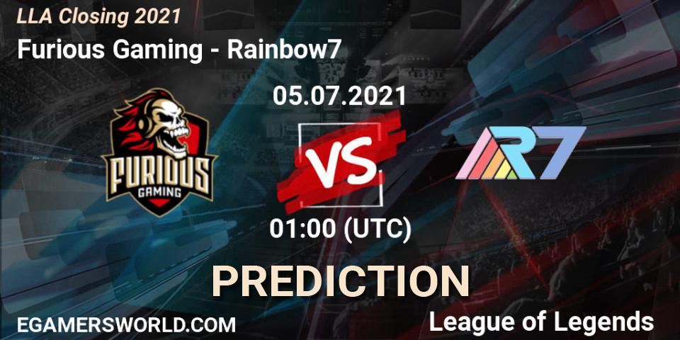 Furious Gaming - Rainbow7: Maç tahminleri. 05.07.21, LoL, LLA Closing 2021