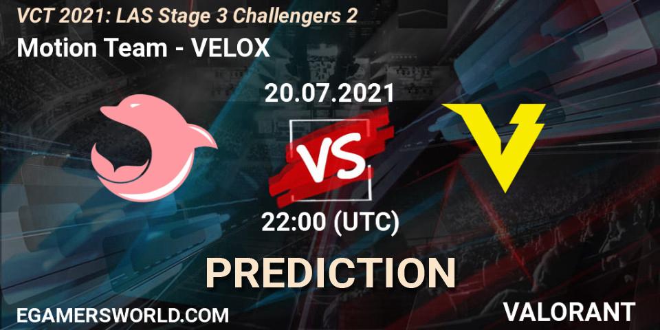 Motion Team - VELOX: Maç tahminleri. 20.07.2021 at 22:00, VALORANT, VCT 2021: LAS Stage 3 Challengers 2