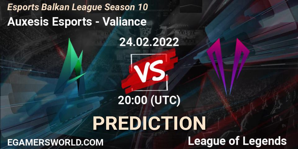 Auxesis Esports - Valiance: Maç tahminleri. 24.02.2022 at 20:00, LoL, Esports Balkan League Season 10