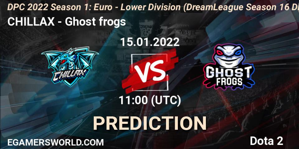 CHILLAX - Ghost frogs: Maç tahminleri. 15.01.2022 at 10:55, Dota 2, DPC 2022 Season 1: Euro - Lower Division (DreamLeague Season 16 DPC WEU)