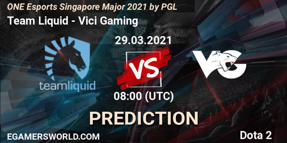 Team Liquid - Vici Gaming: Maç tahminleri. 29.03.2021 at 09:25, Dota 2, ONE Esports Singapore Major 2021
