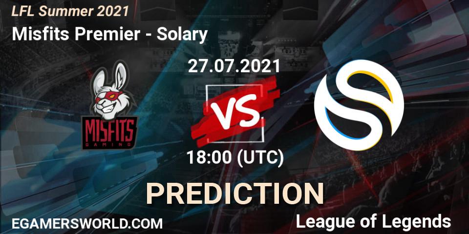 Misfits Premier - Solary: Maç tahminleri. 27.07.2021 at 18:00, LoL, LFL Summer 2021